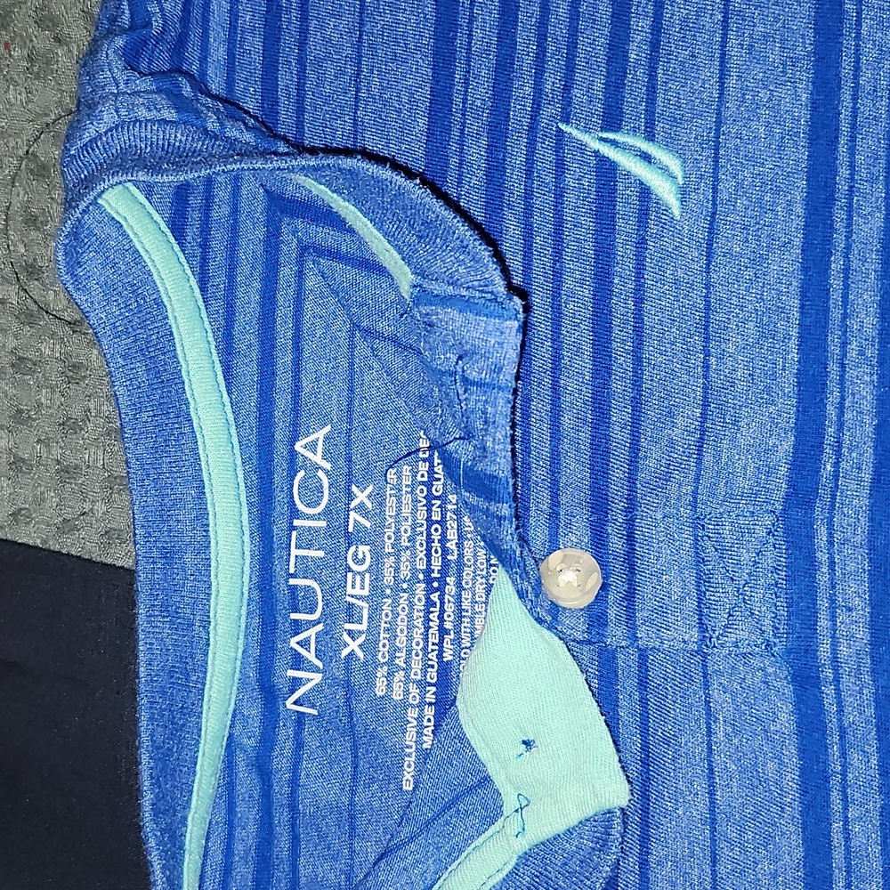 Nautica Blue Striped Henley Shirt - Picture 3 of 3